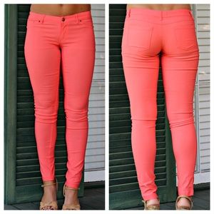 NWT Neon Coral Jeggings (Sizes S + M)